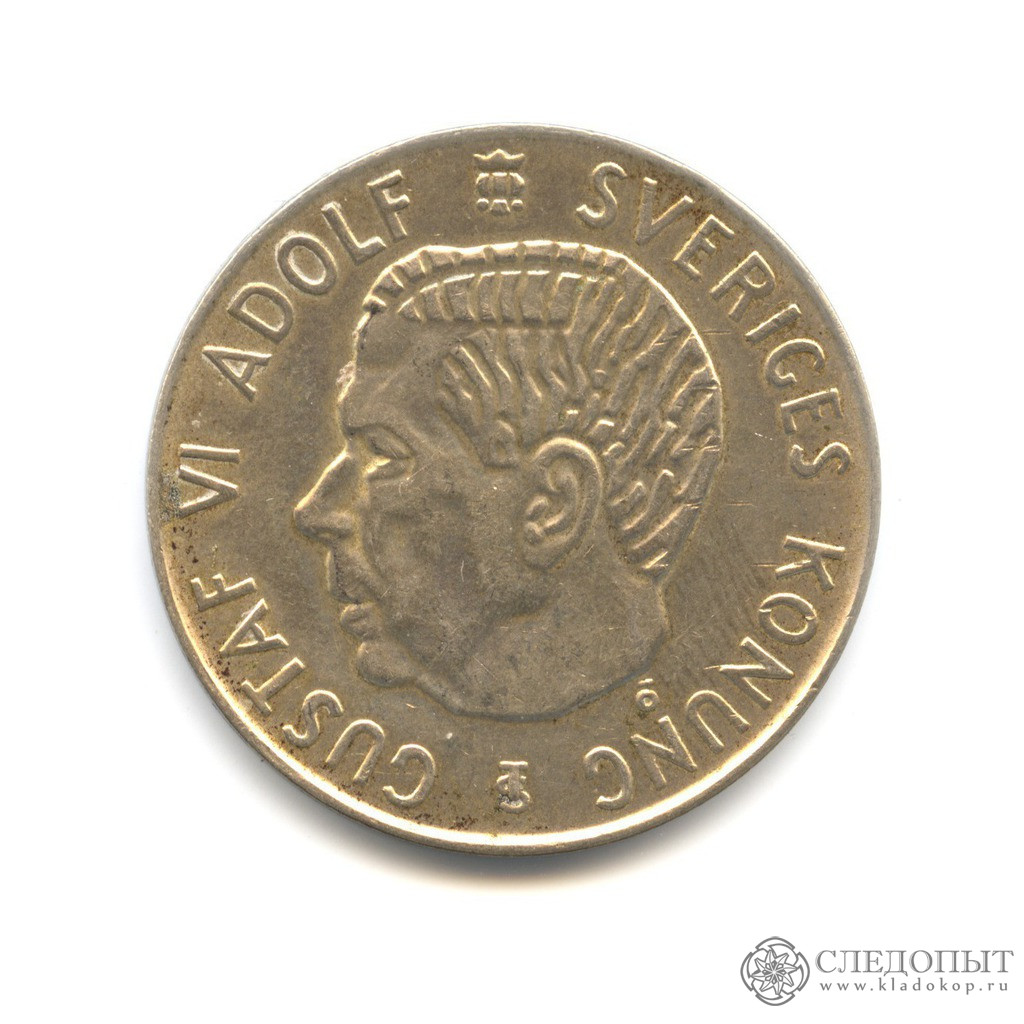 5 крон 1954. Швеция, Король Густав VI Адольф (1950-1973) стоимостью 730 ...