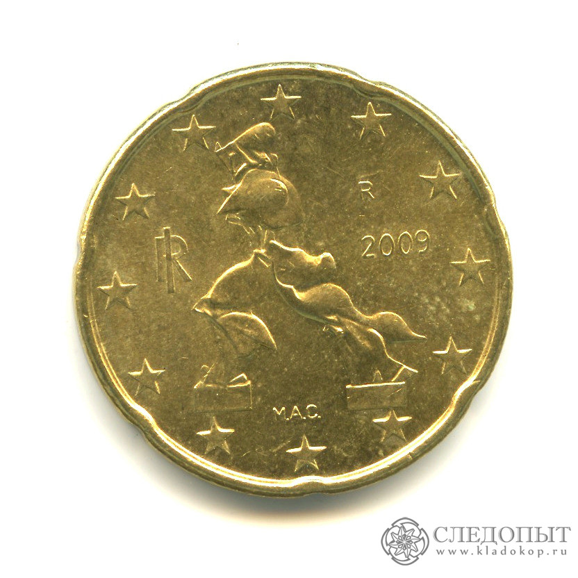 20 центов в рублях на сегодня. Монета 20 Euro Cent 2009. Итальянская 20 Euro Cent 2009. Монета 20 Cent Euro Cent 2009. Монета 20 евро цент.
